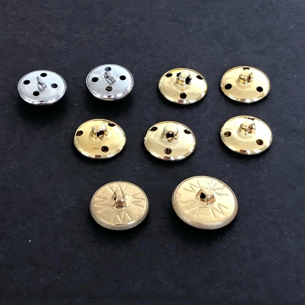 Vintage Military Uniform Carved Buttons, Gold Tone Lot of 9 Excellent